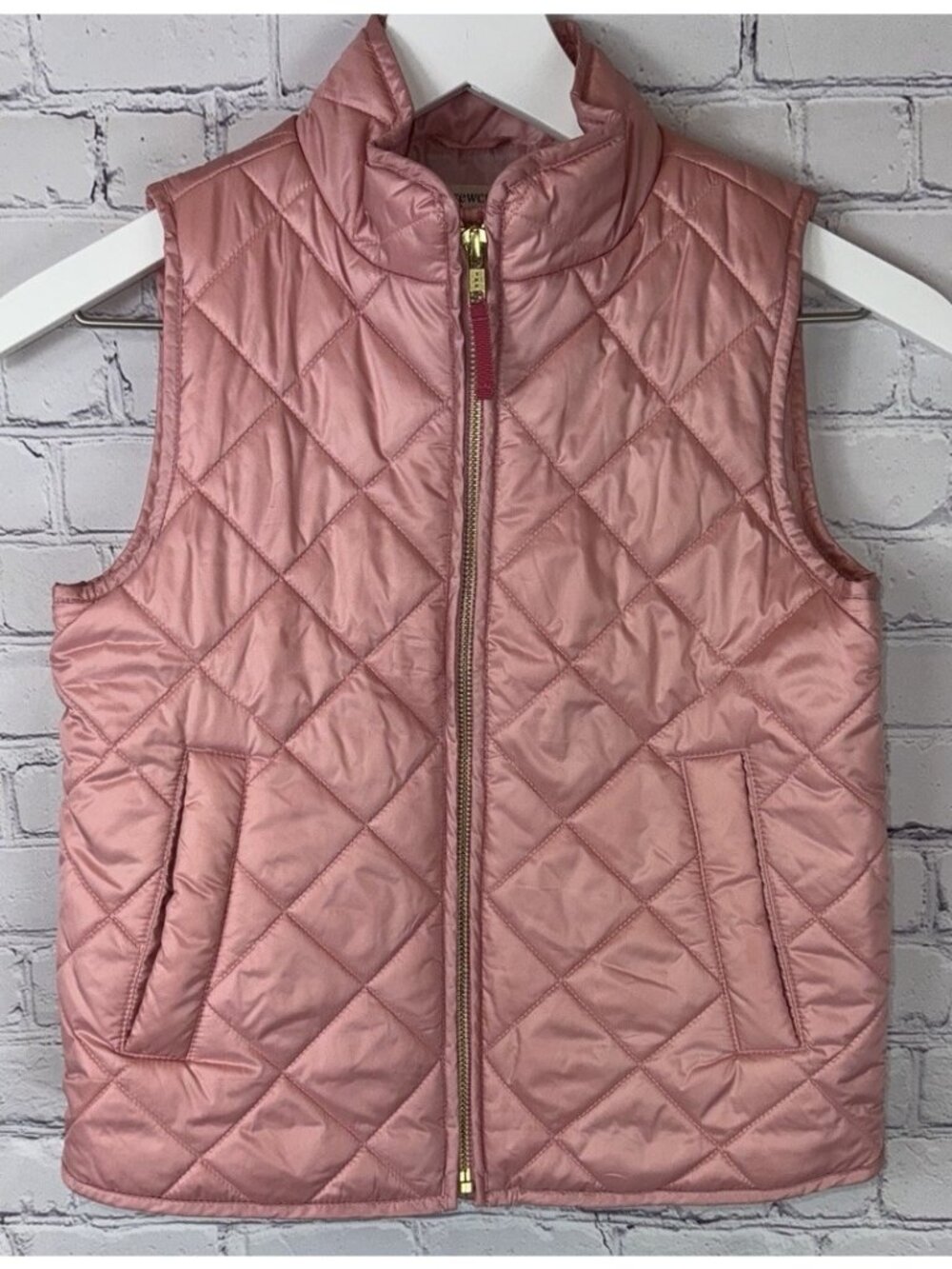 J.CREW CREWCUTS Girl's Pink Full Zip Quilted Vest Size Small #BK245